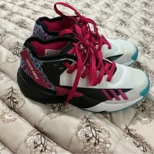 adidas Kids Spider-Gwen Inspired Sneakers in White, Pink & Teal